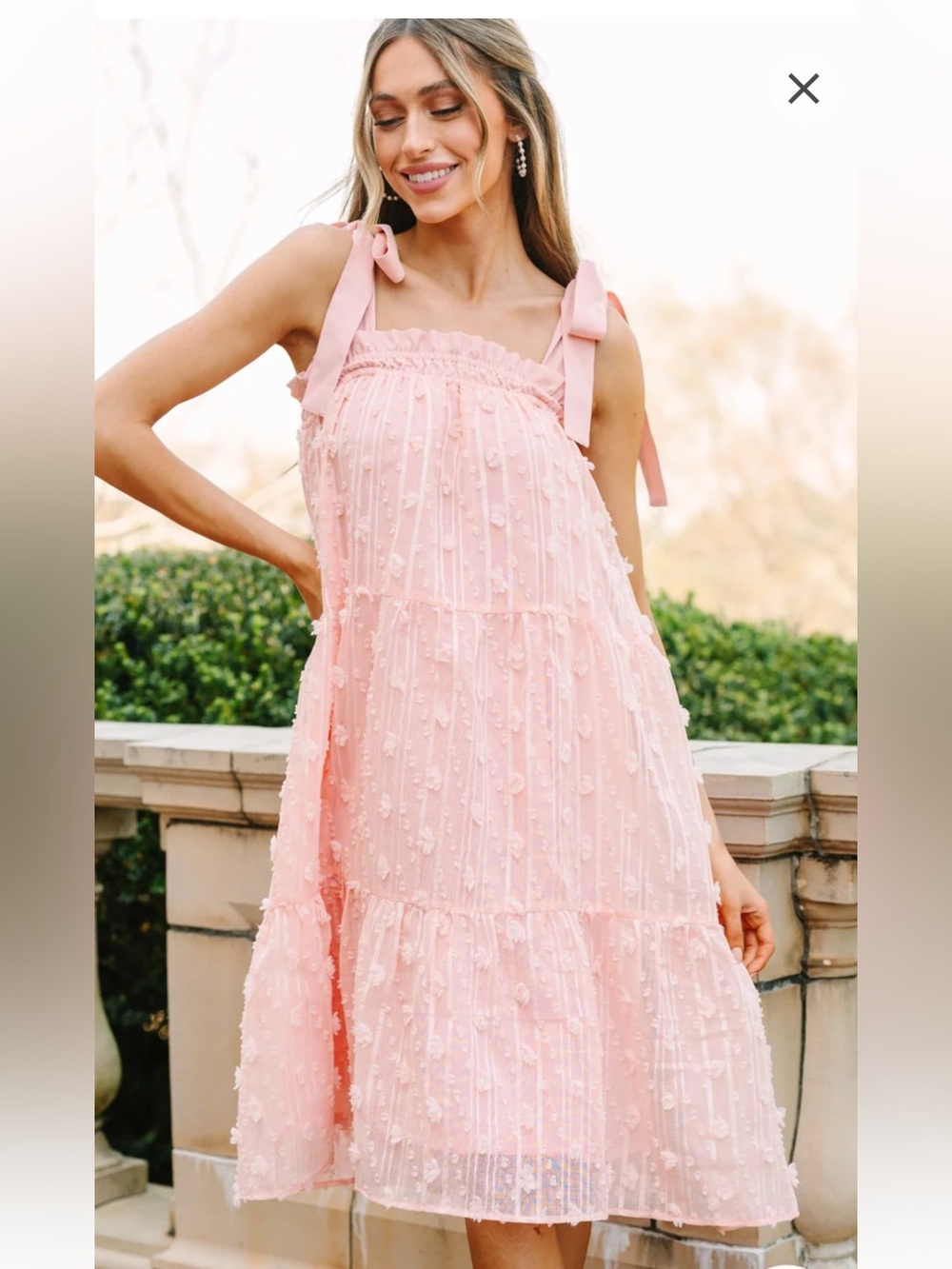 Aura All That You Love Textured  Pink Midi Dress Size M